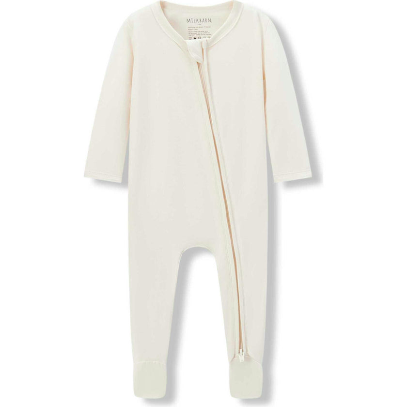 Salt Luxe Solid Zipper Footed Romper