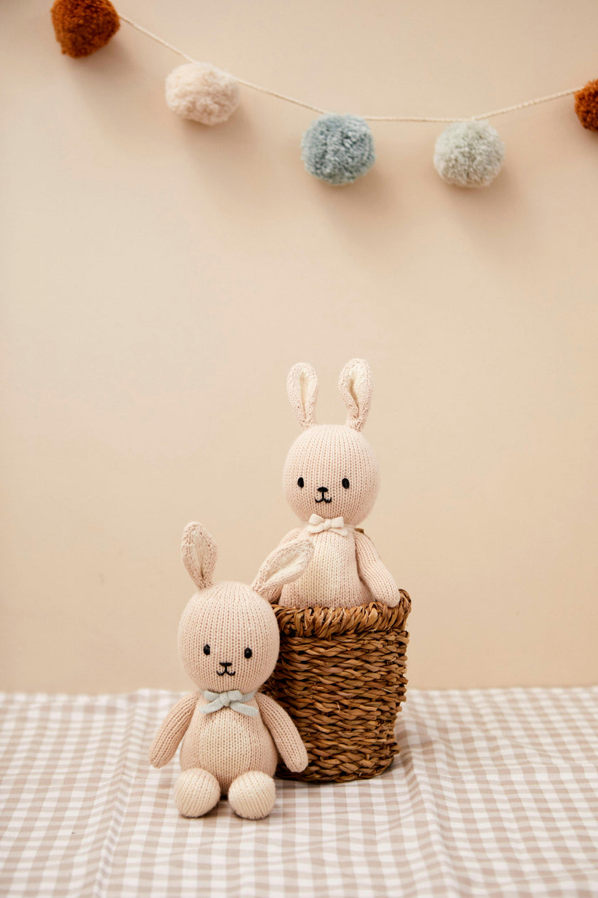BABY BUNNY BOY 8" LIGHT BEIGE & LIGHT BLUE