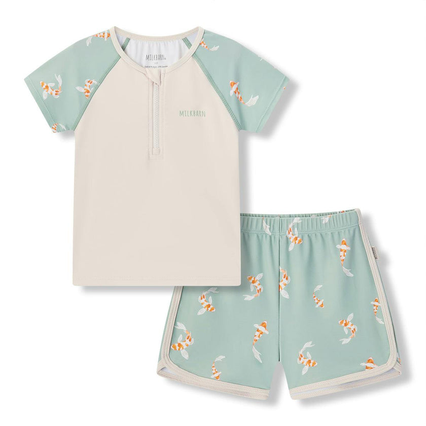 Swimming Koi Zipper Top & Swim Trunks