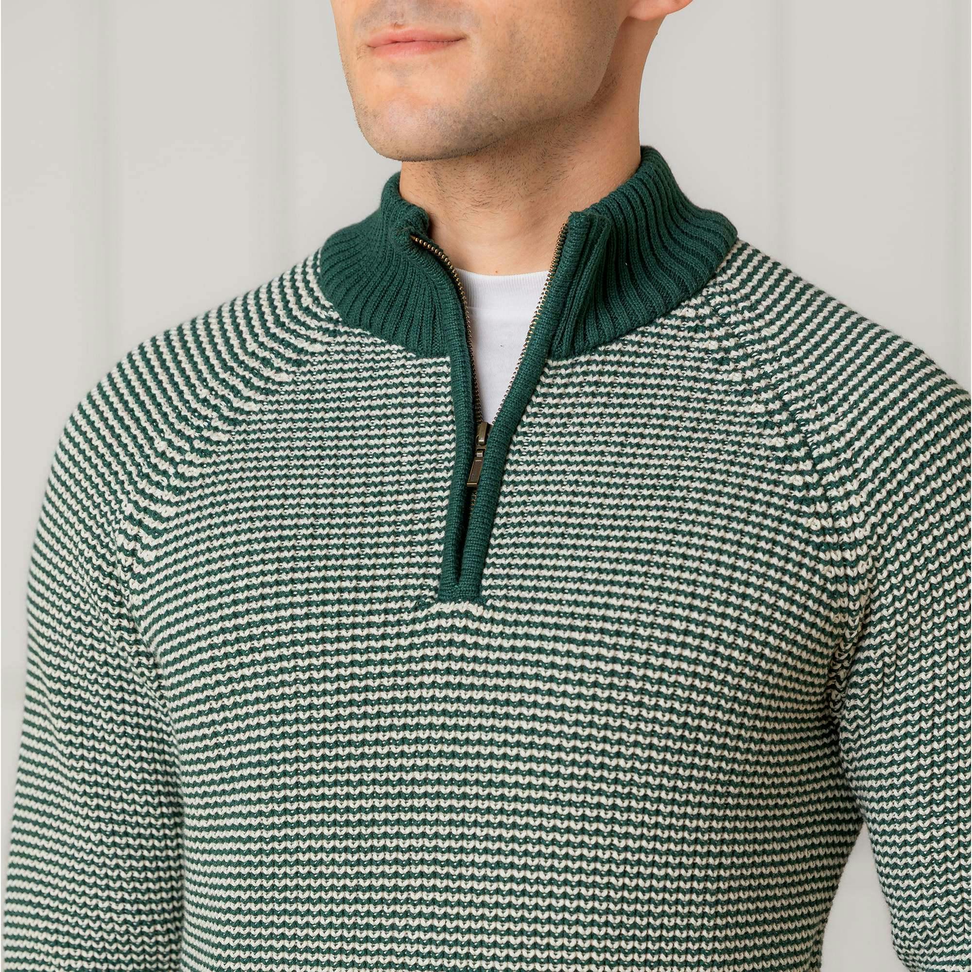 Men's Organic Half Zip Ski Pullover Sweater, Green