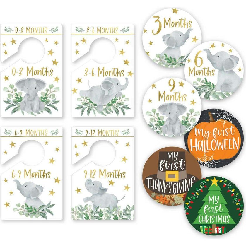 6-Piece Baby Closet Dividers & 20-Piece Baby Milestone Stickers Baby Shower Gift