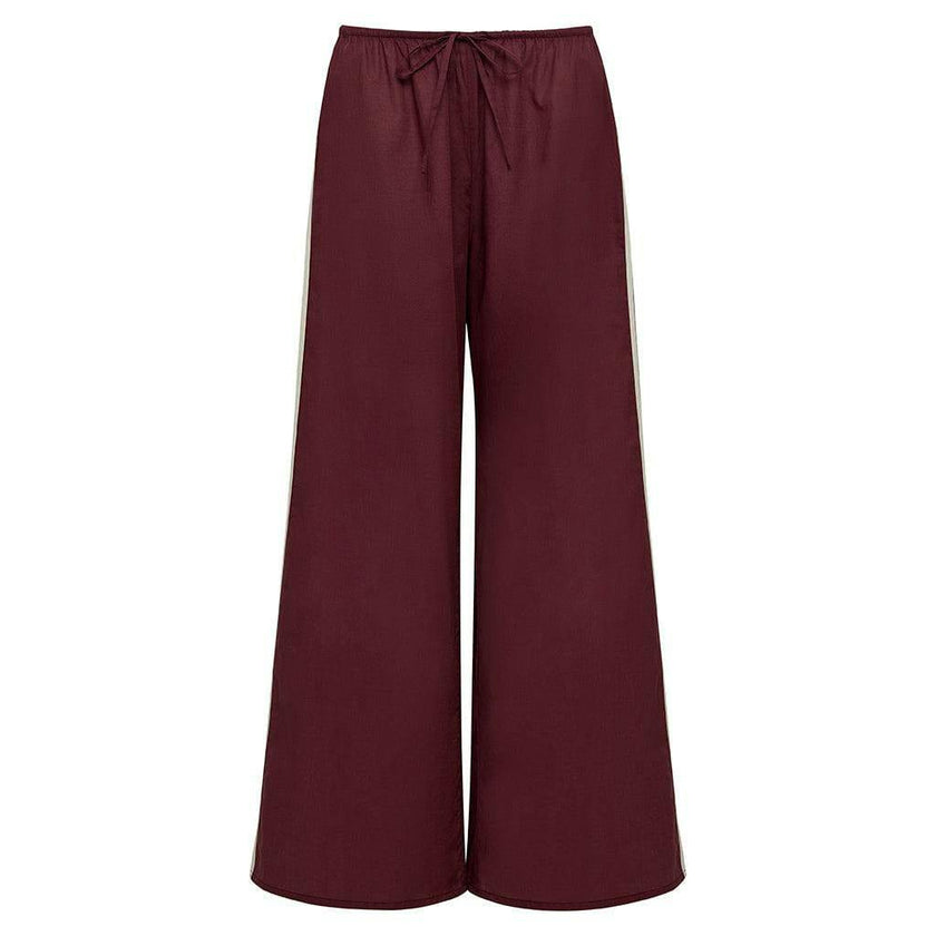 Sporty Drawstring Wide-Leg Pant