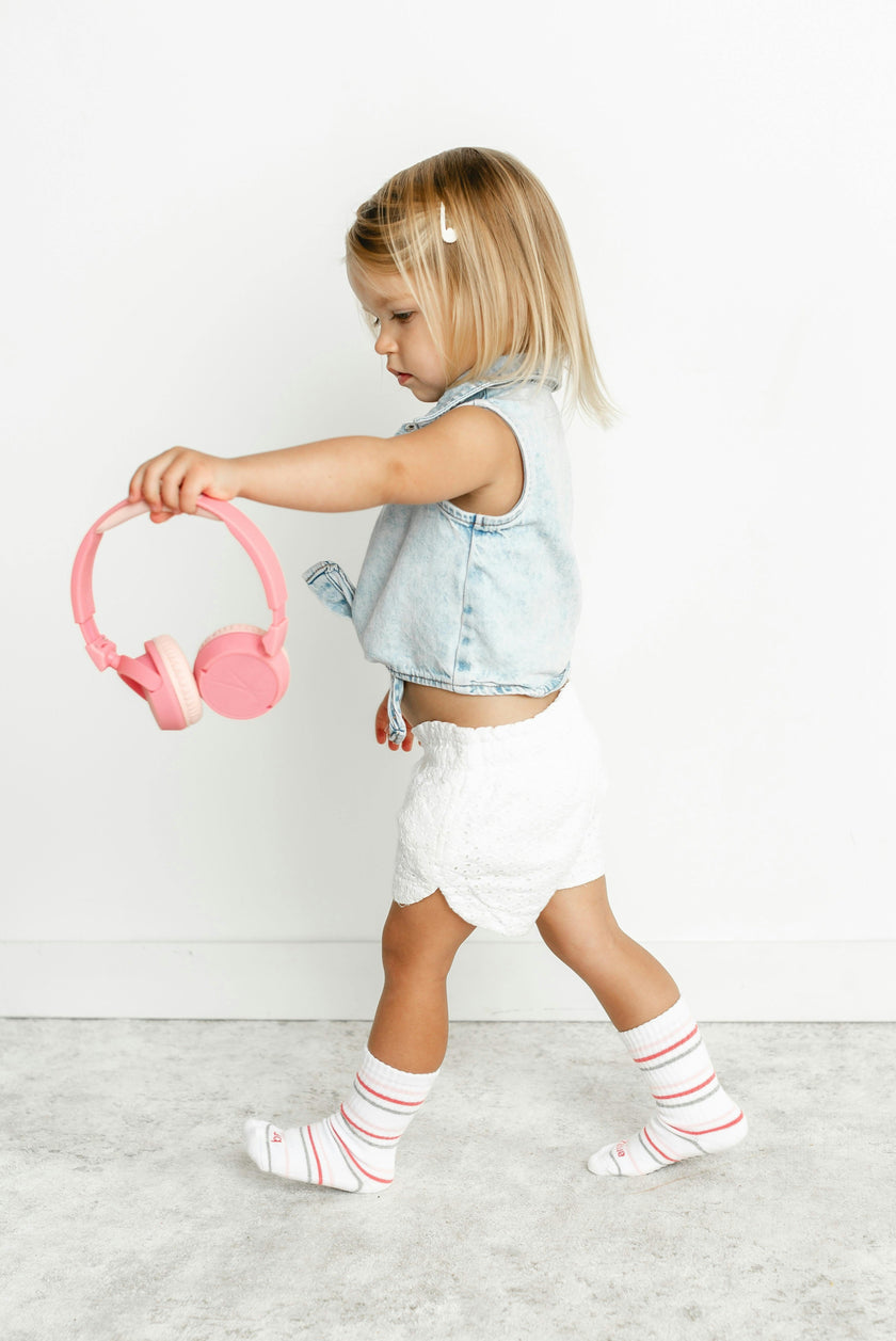 Girls 2 Pack Grip Crew Socks 2T-4T (Gia)