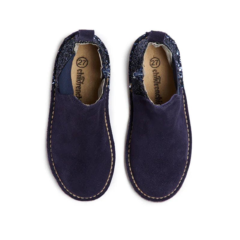 Glitter & Suede Chelsea Boots