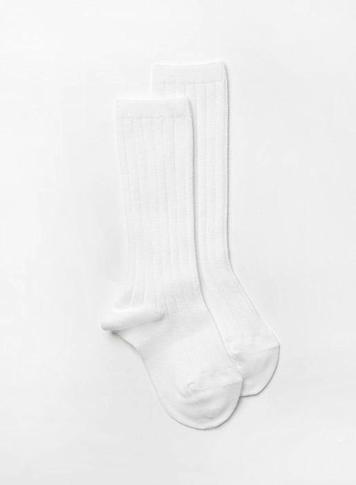 Baby Ribbed Knee High Socks in Winter White