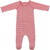 Raglan Sleeve Striped Footie, Red