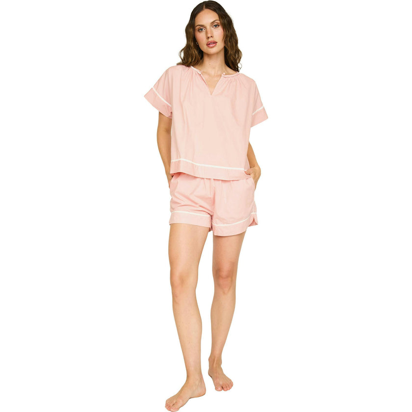 Pajama Tap Short & Camisole Set in White