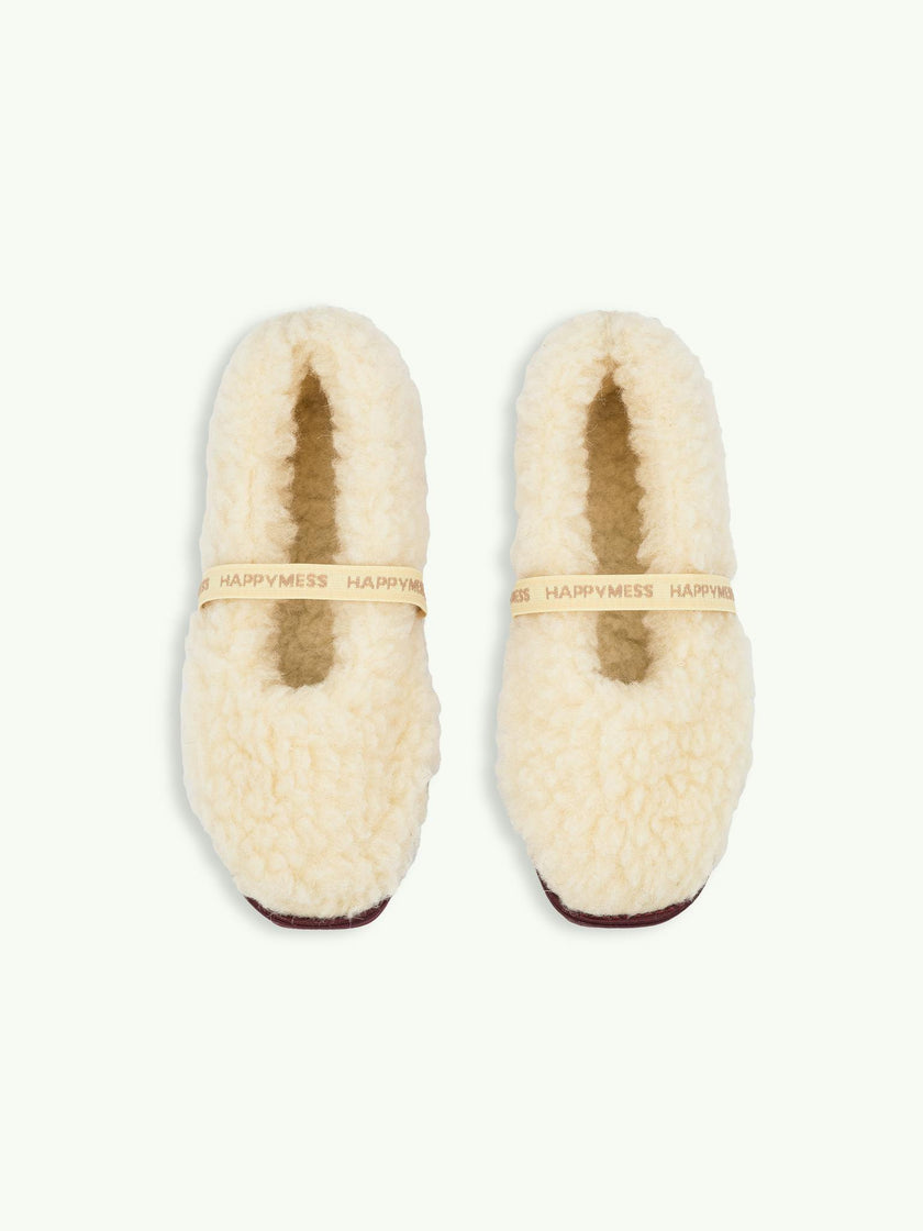 women's merino wool slippers - butter yellow