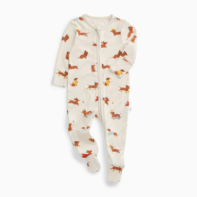 Sausage Dog Clever Zip Baby Pajamas