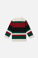 Polo Top Blue Striped Red, Green And Grey