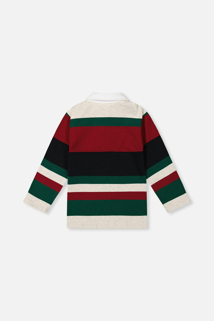 Polo Top Blue Striped Red, Green And Grey