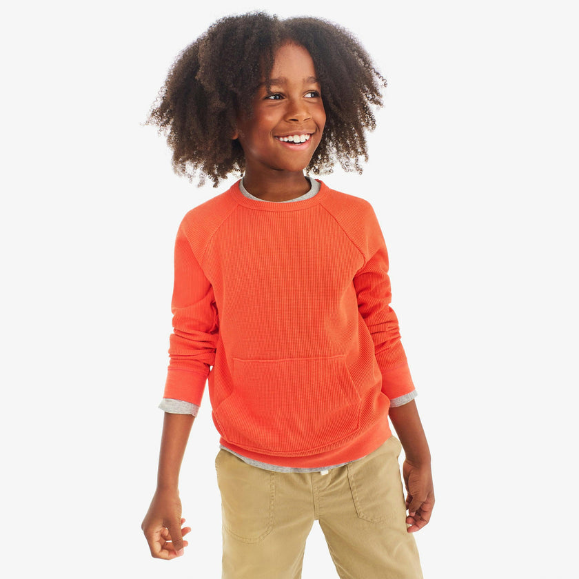 Kids heathered waffle pocket tee
