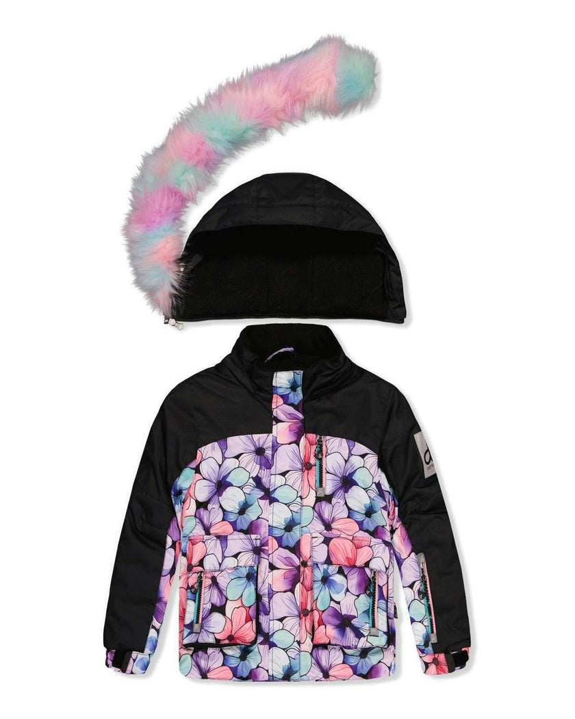 Two Piece Play Snowsuit Purple Floral Print with Gradient Pants