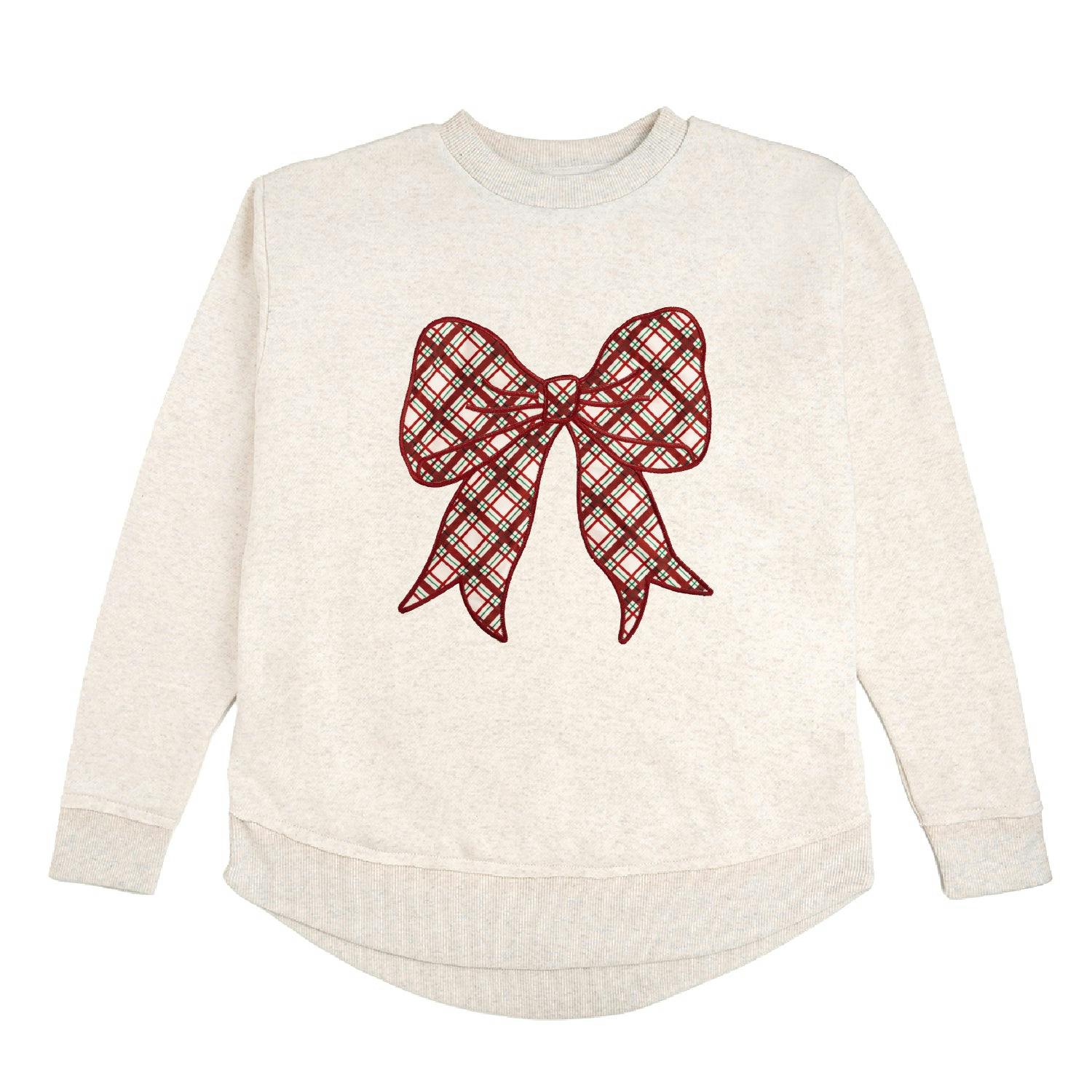 Christmas Plaid Bow Patch Women's Sweatshirt