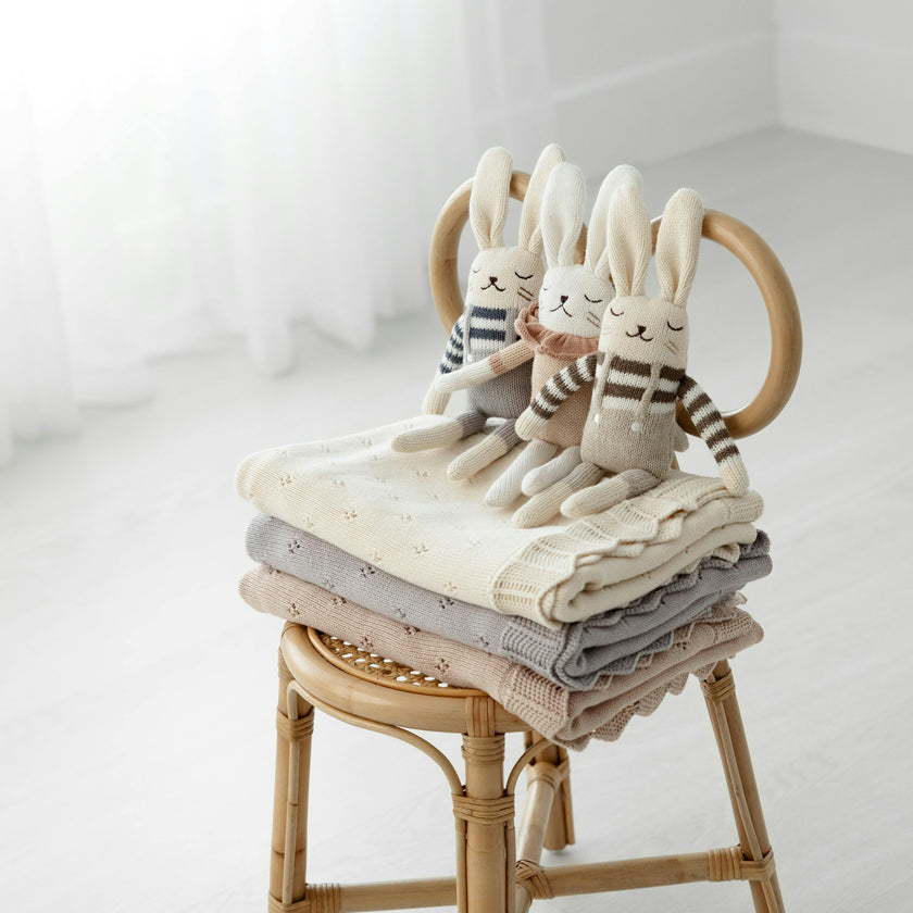 Scalloped Pointelle Blanket - Natural