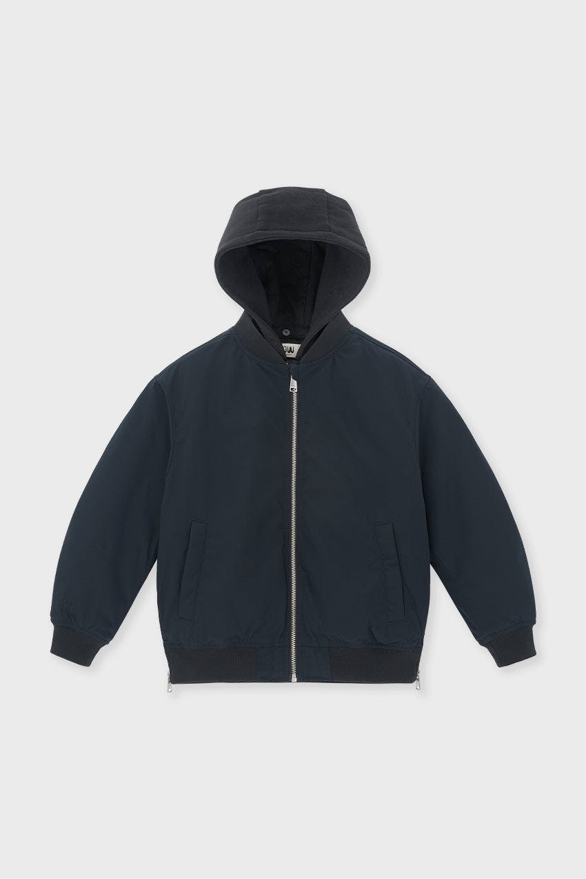 Padded Bomber Jacket With Removable Hood