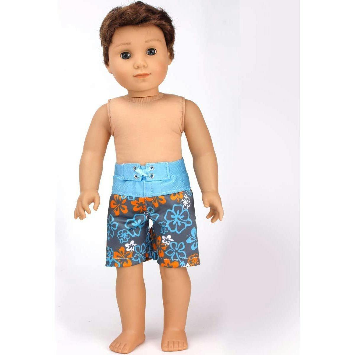 18'' Doll Surf Shirt & Floral Print Swim Trunks