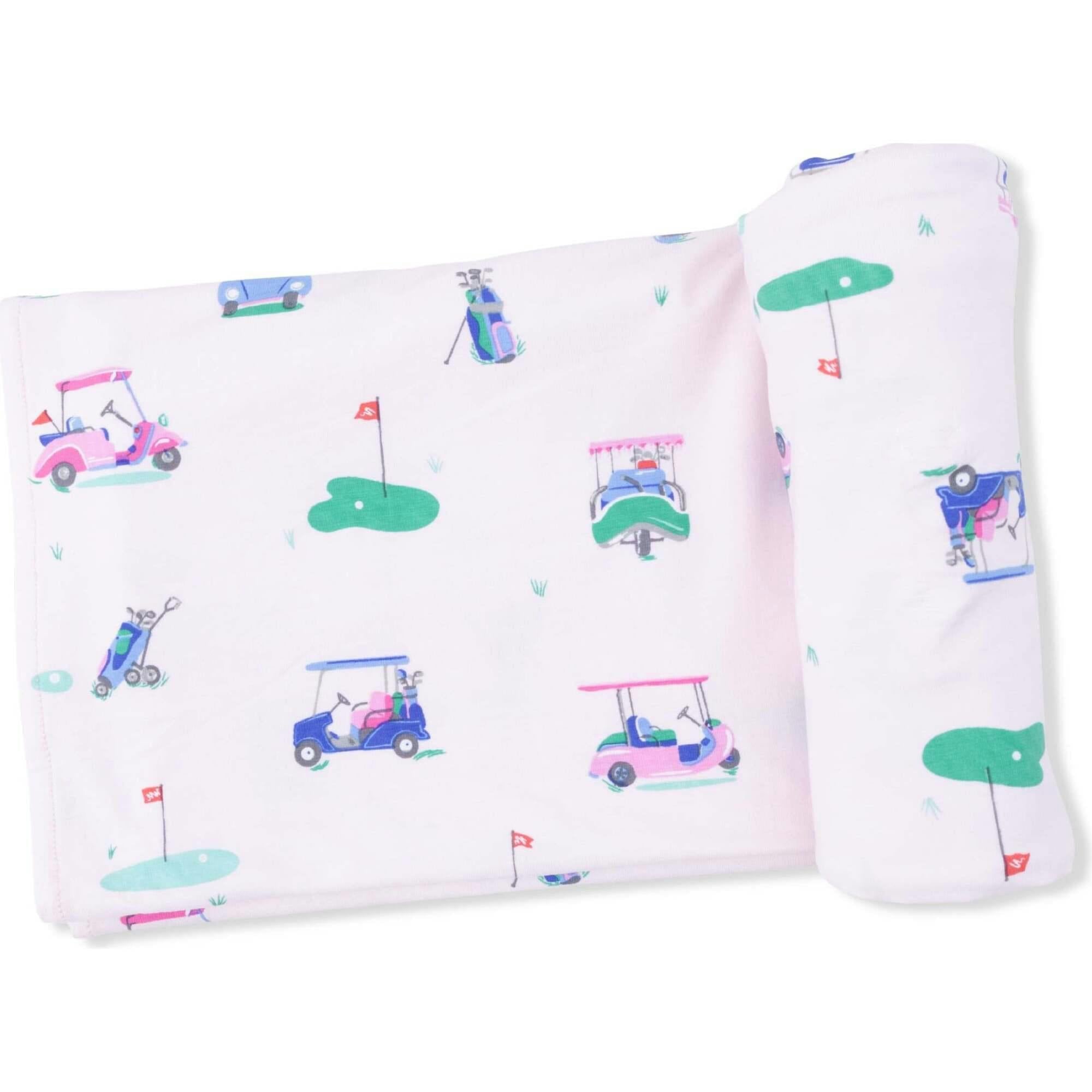 Vintage Golf Carts Pink - Swaddle Blanket
