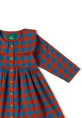 Burnt Ochre Check Sailor Dress, Multi