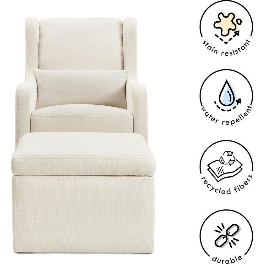 Adrian Swivel Glider with Storage Ottoman