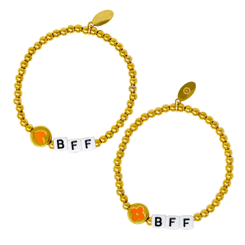 Girl's BFF / Heart Bead Bracelet Set