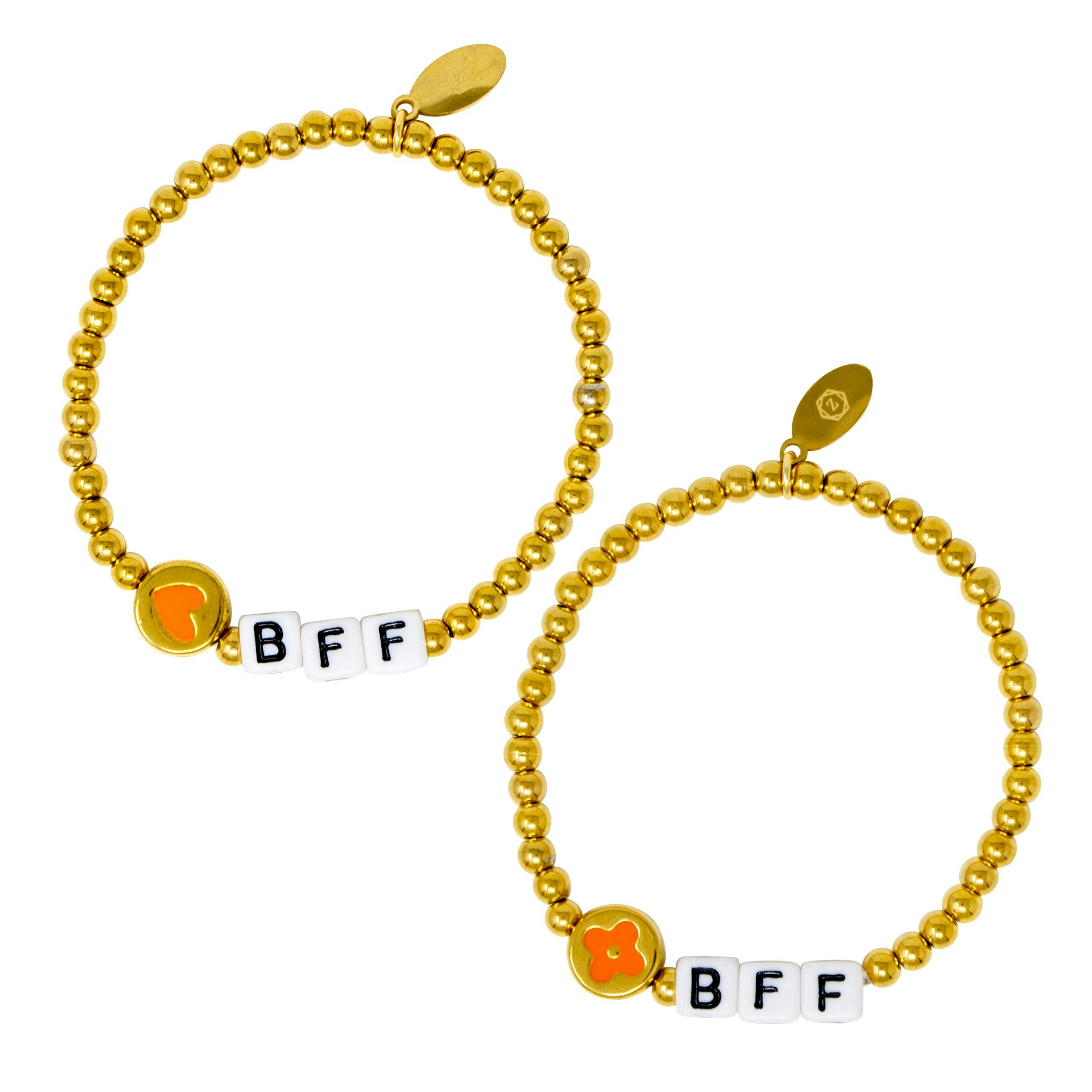 Girl's BFF / Heart Bead Bracelet Set