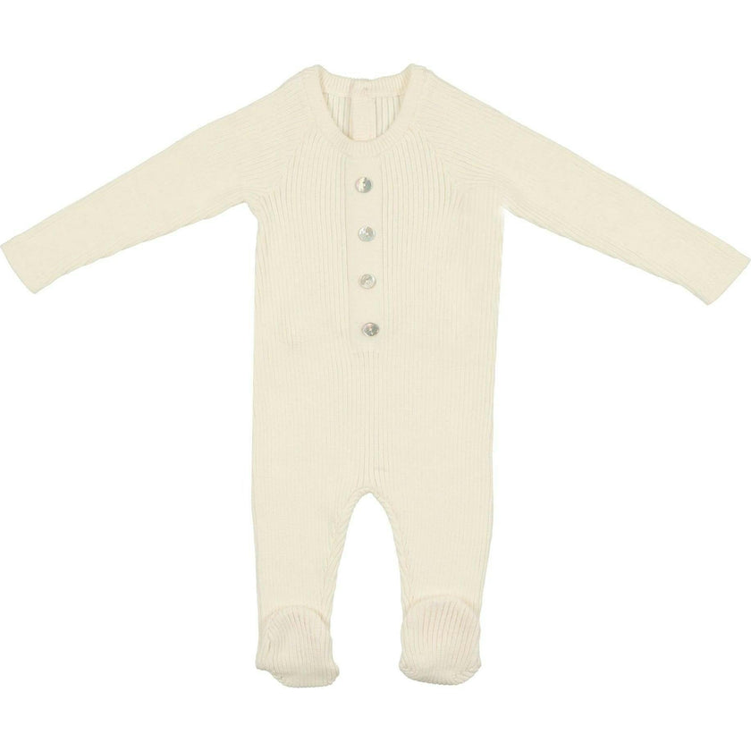 Button Knit Long Sleeve Footie