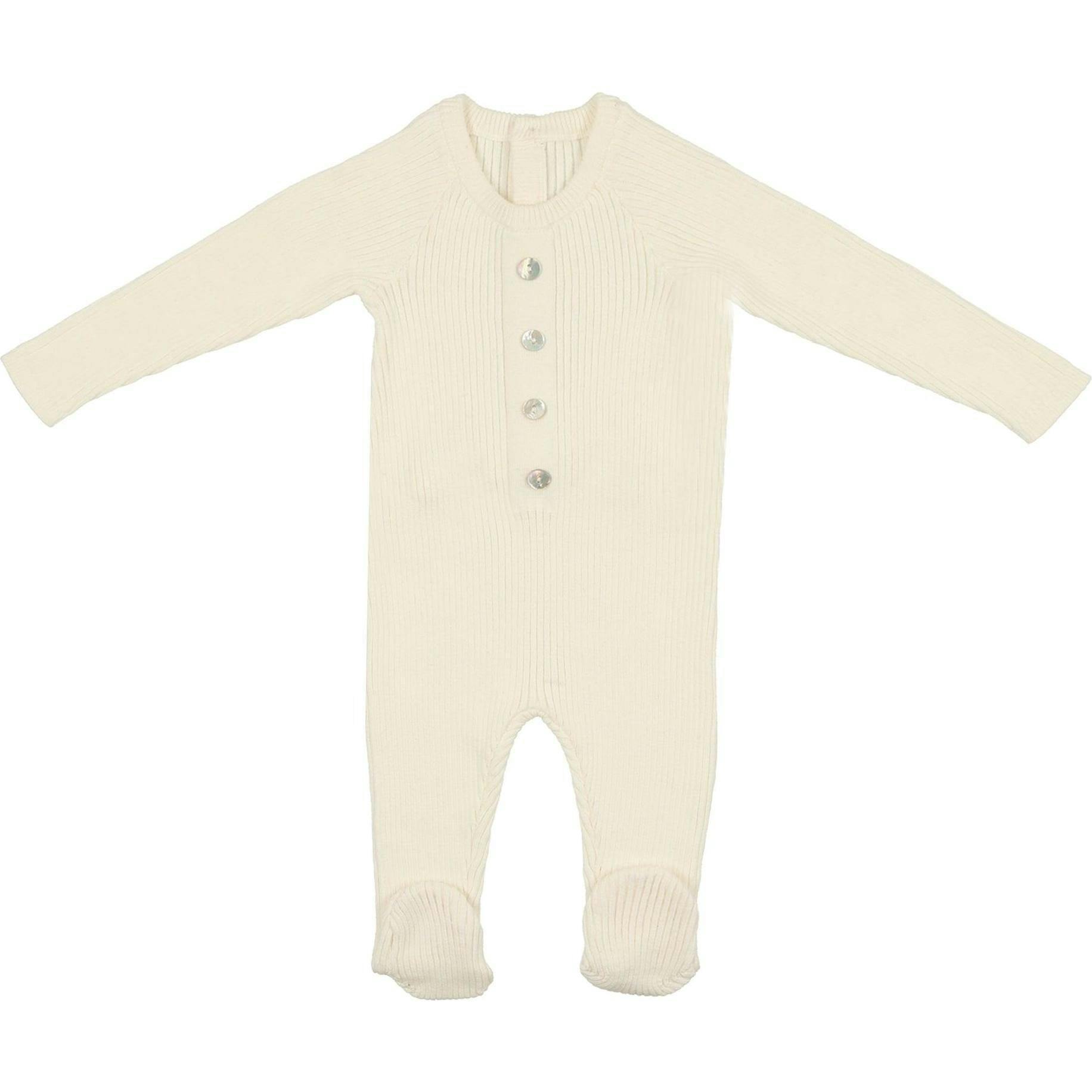 Button Knit Long Sleeve Footie