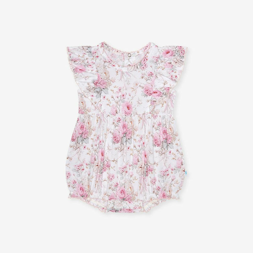 Roberta Flutter Sleeve Picot Bubble Romper
