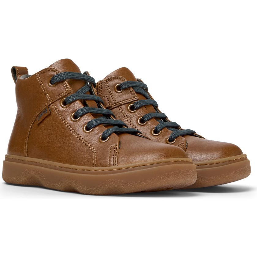 Kids Kiddo Zipped Lace-Up Ankle Boots, Brown