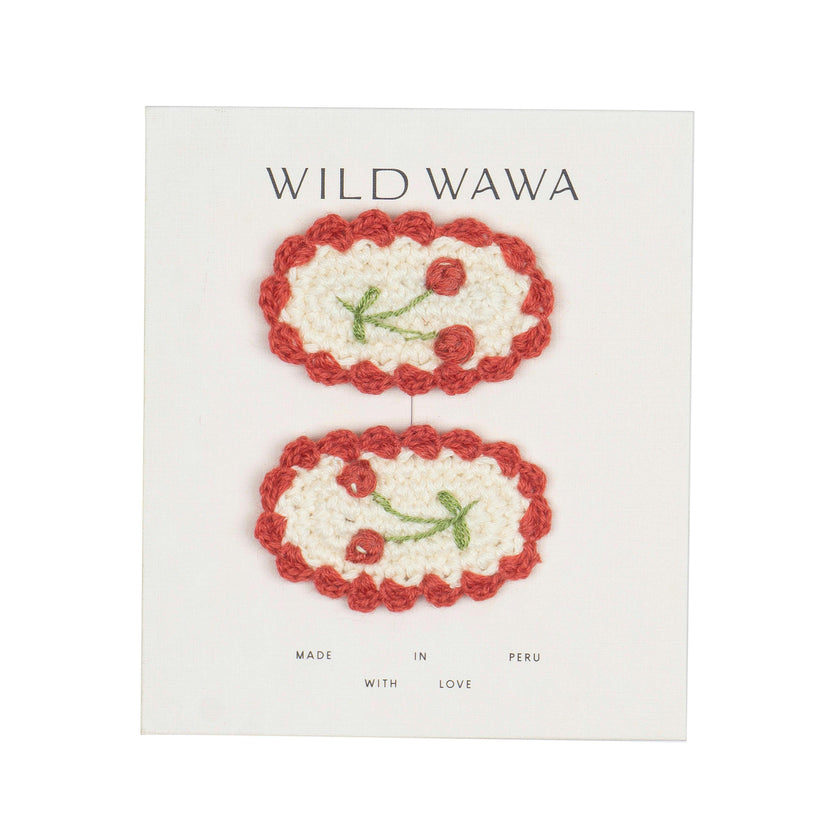 Crochet Clip Set in Red Cherry