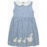 Petal Collar Duck Dress in Blue Floral