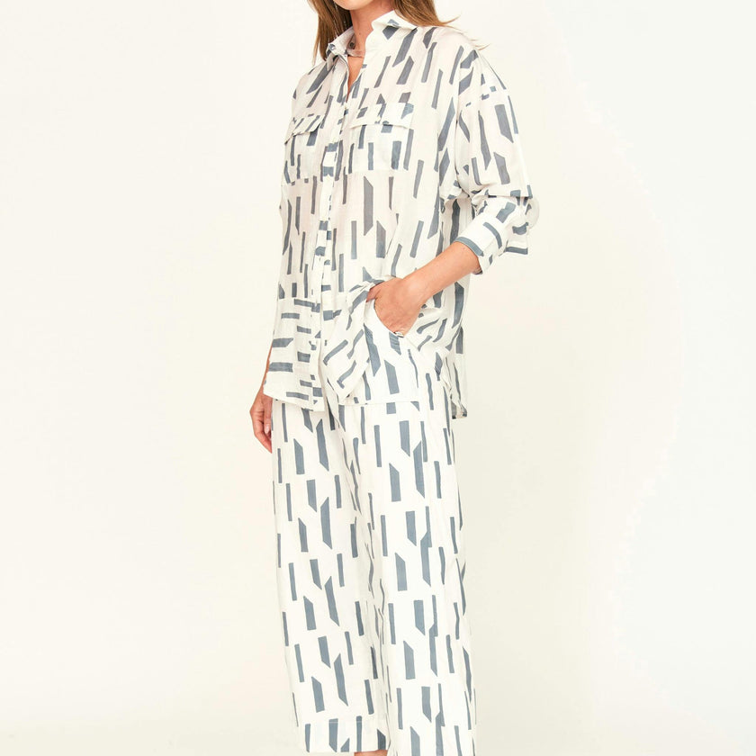 Kyoto Shirt in White Rainfall