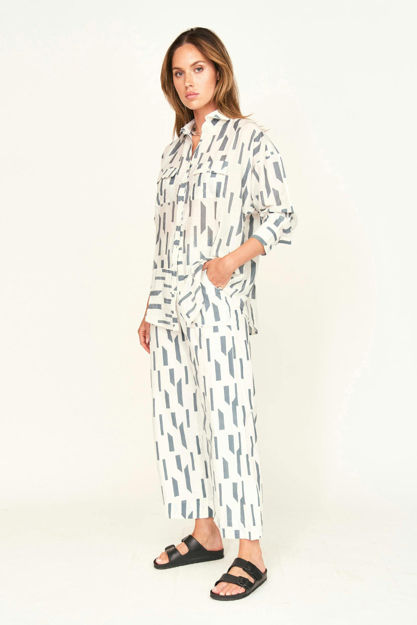 Kyoto Shirt in White Rainfall