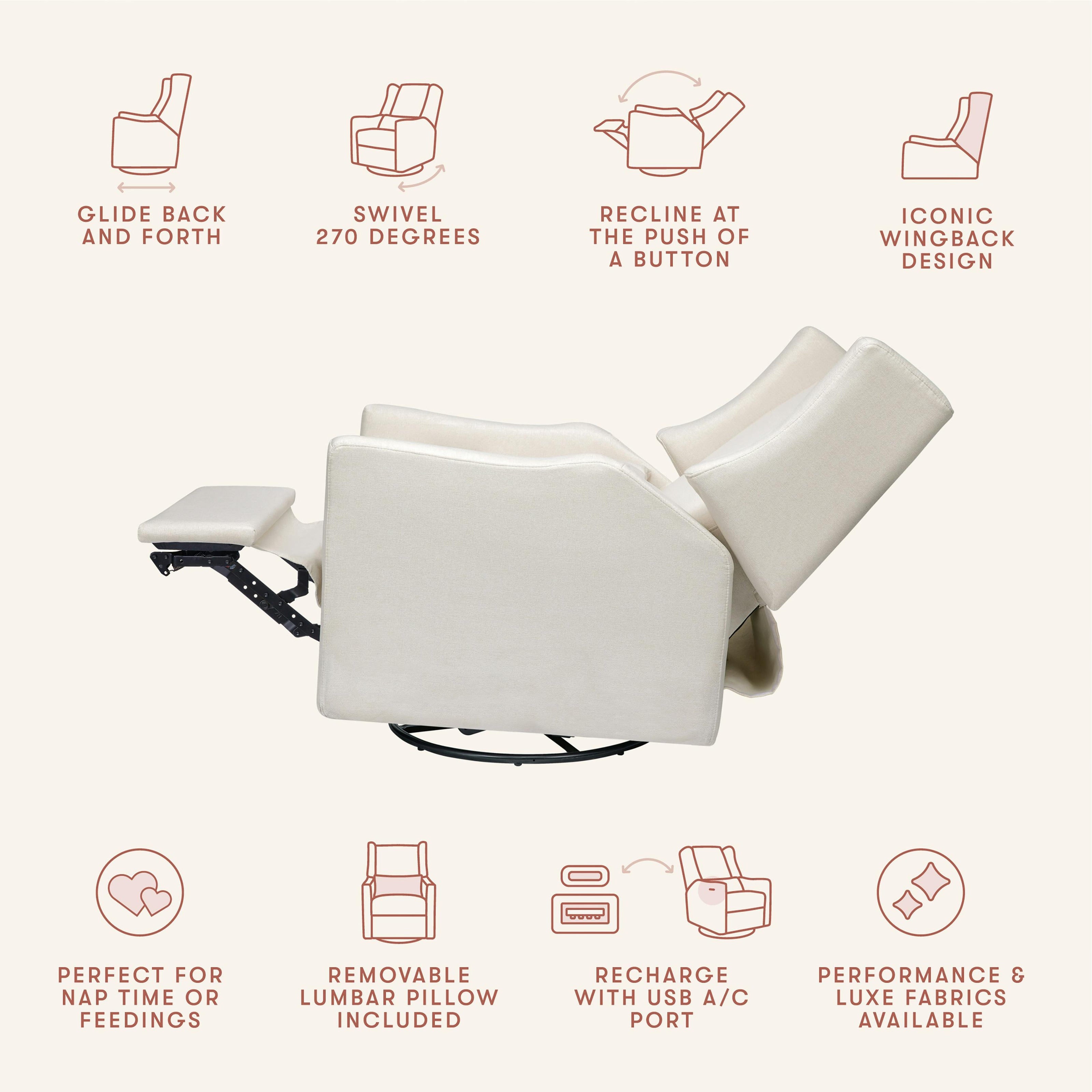 Kiwi Electronic Recliner and Swivel Glider with USB port