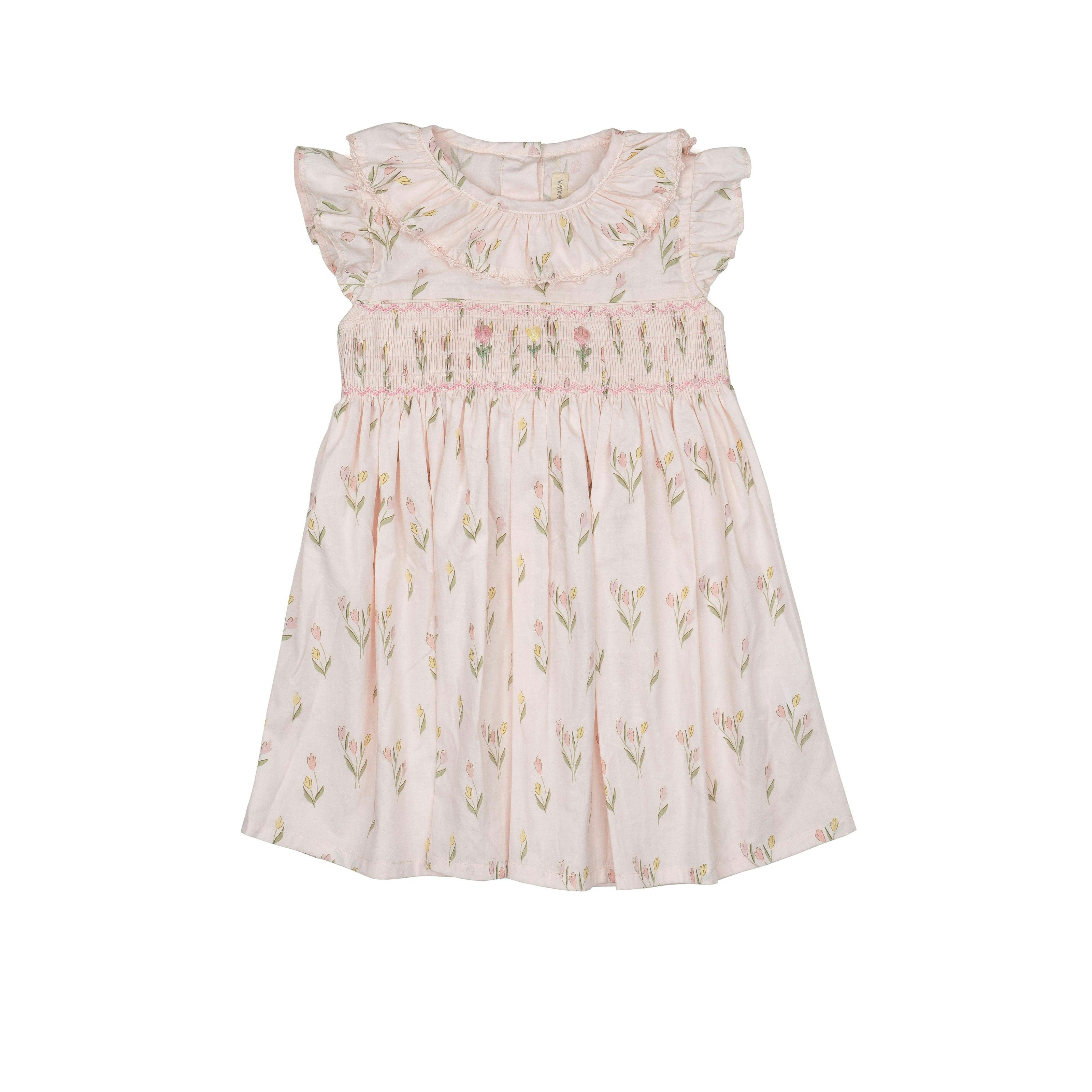Smock Flutter Dress in Dancing Tulips