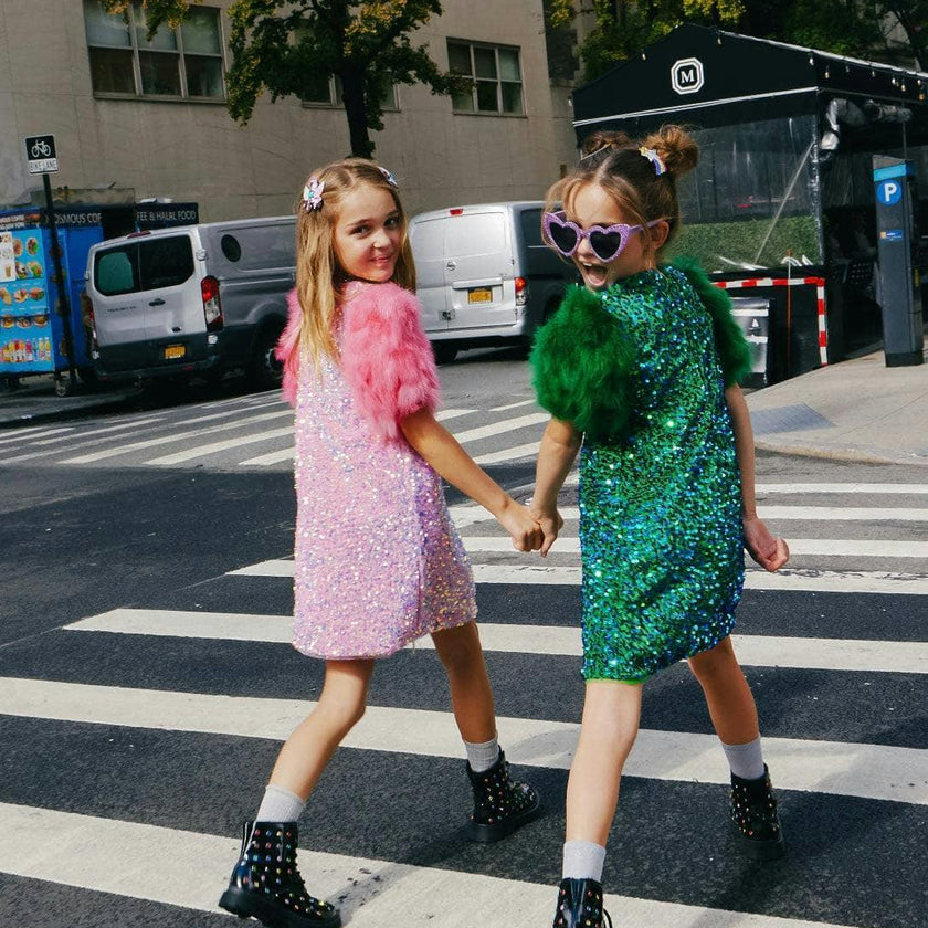Feather Puff Sleeve Sequin Party Dress