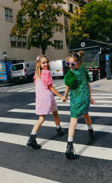 Feather Puff Sleeve Sequin Party Dress
