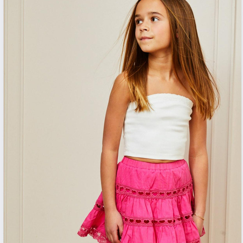 Sofia Heart Bow Lace Mini - Rasberry