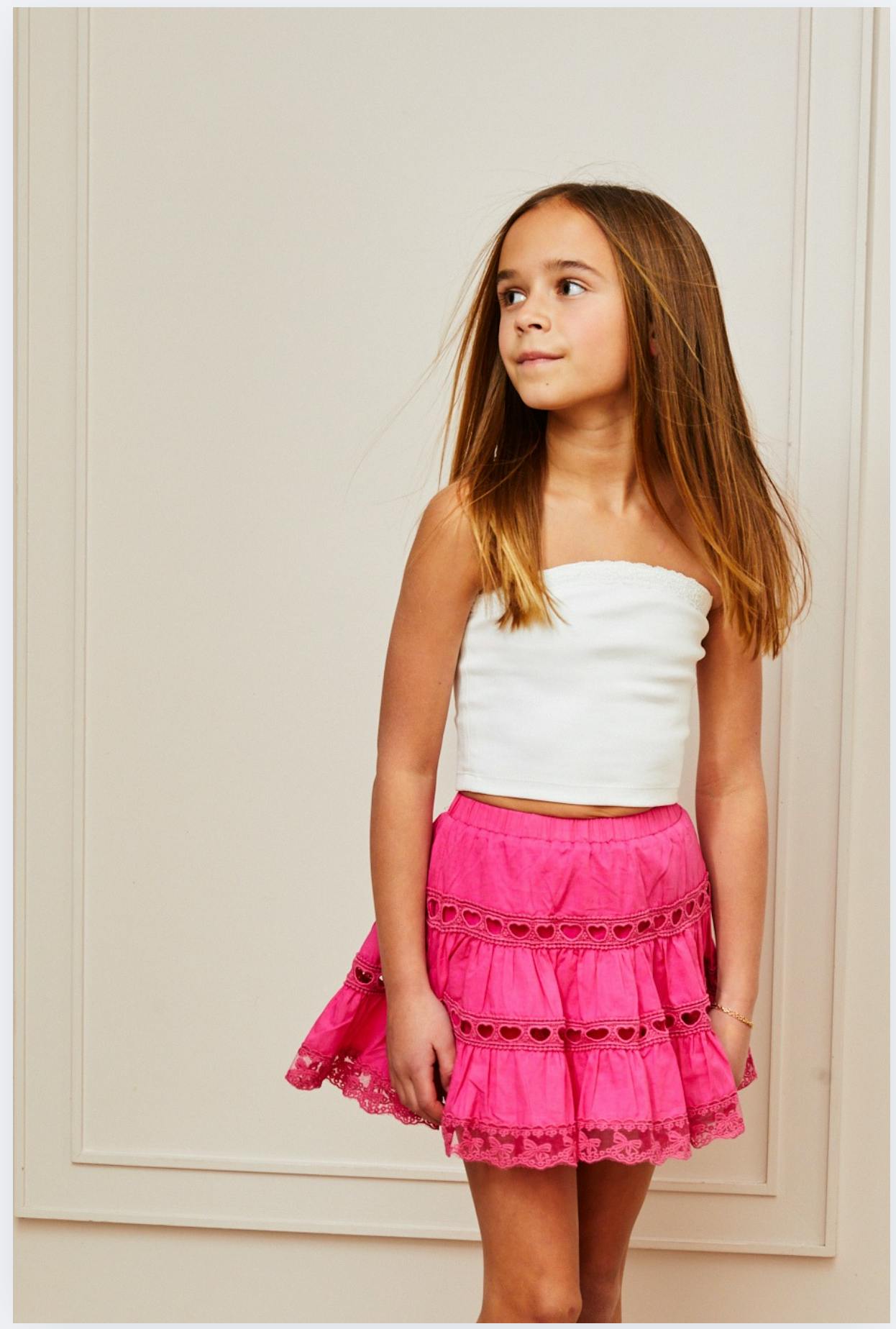 Sofia Heart Bow Lace Mini - Rasberry