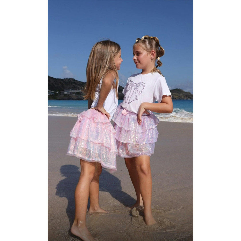 Iridescent Shimmer Sequin Skirt Pink
