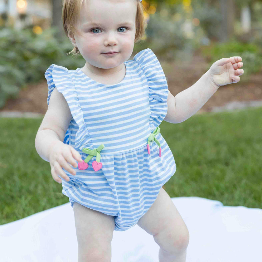 Stripe Knit Romper With Heart Cherries