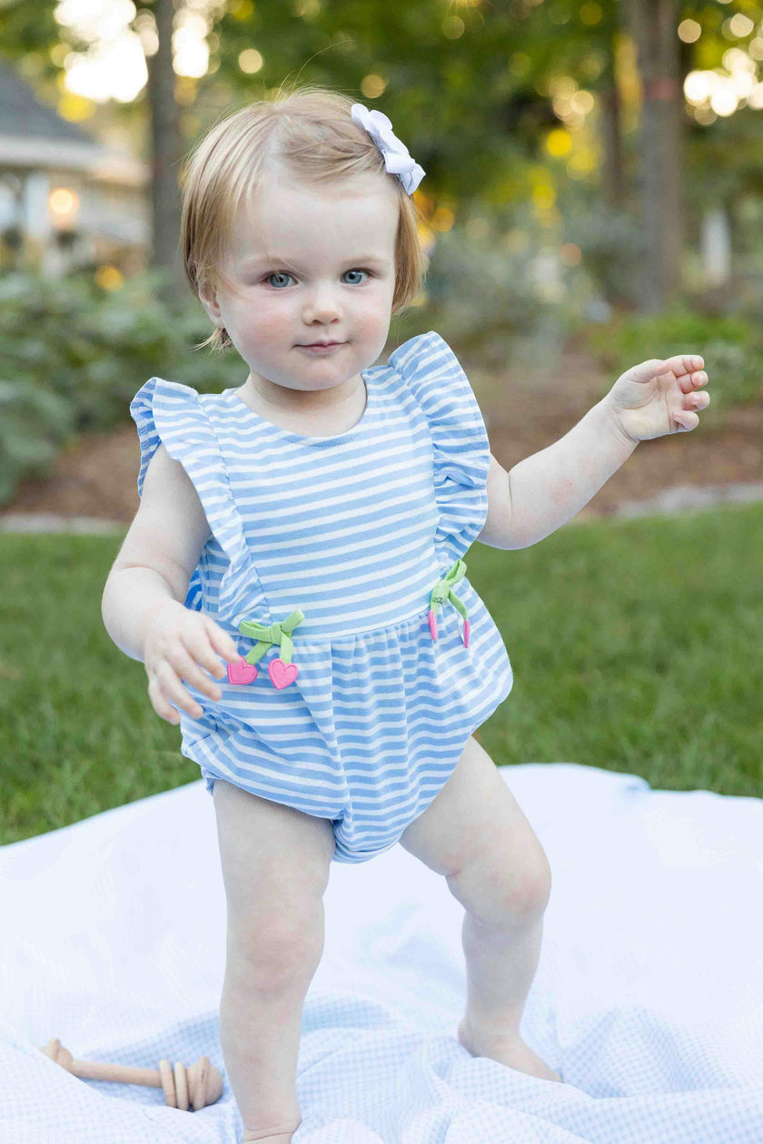 Stripe Knit Romper With Heart Cherries