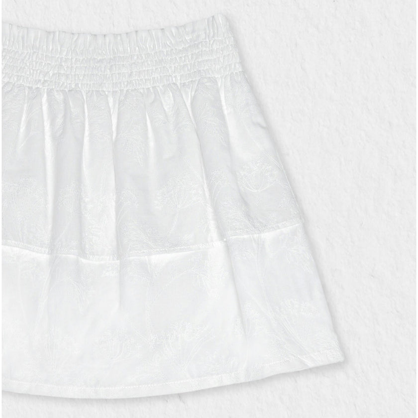 Fiona Girl Skirt, White Flower Embroidery (Copy)