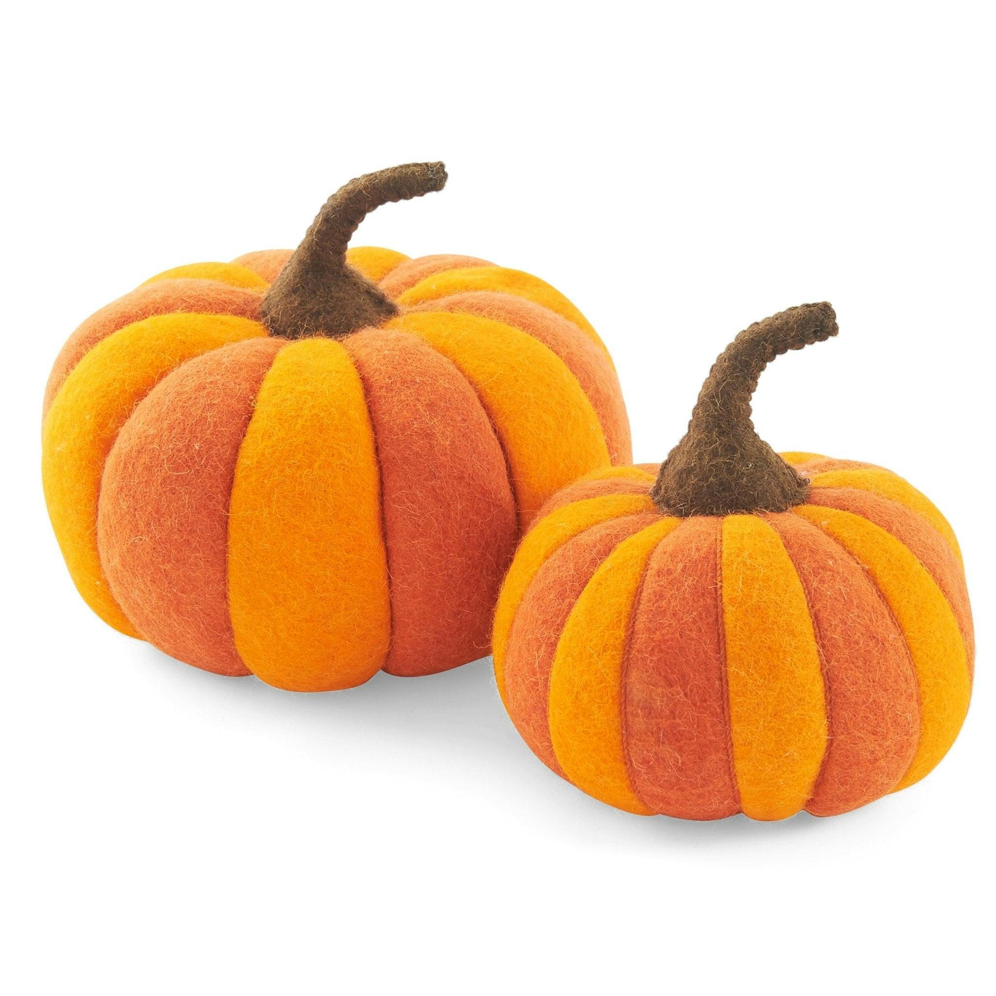 Orange Pumpkin Pair Hand Felted Wool - Medium