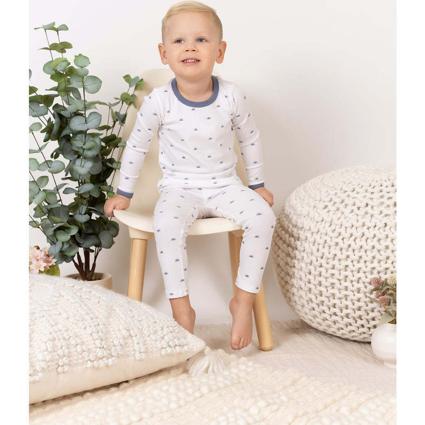 Sun Print Two-Piece Set, White/blue