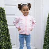 Pink Houndstooth Cardigan