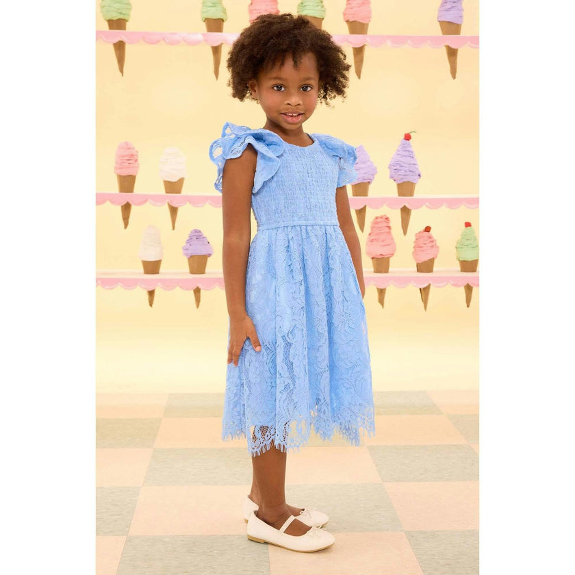 Mini Hattie Dress in Cornflower Blue Lace