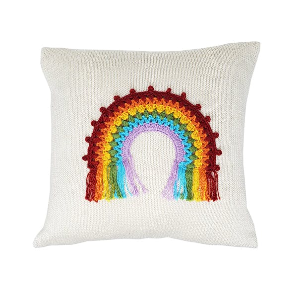Knit Rainbow Pillow