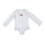 L/S Cherry Swimsuit in Blue Striple
